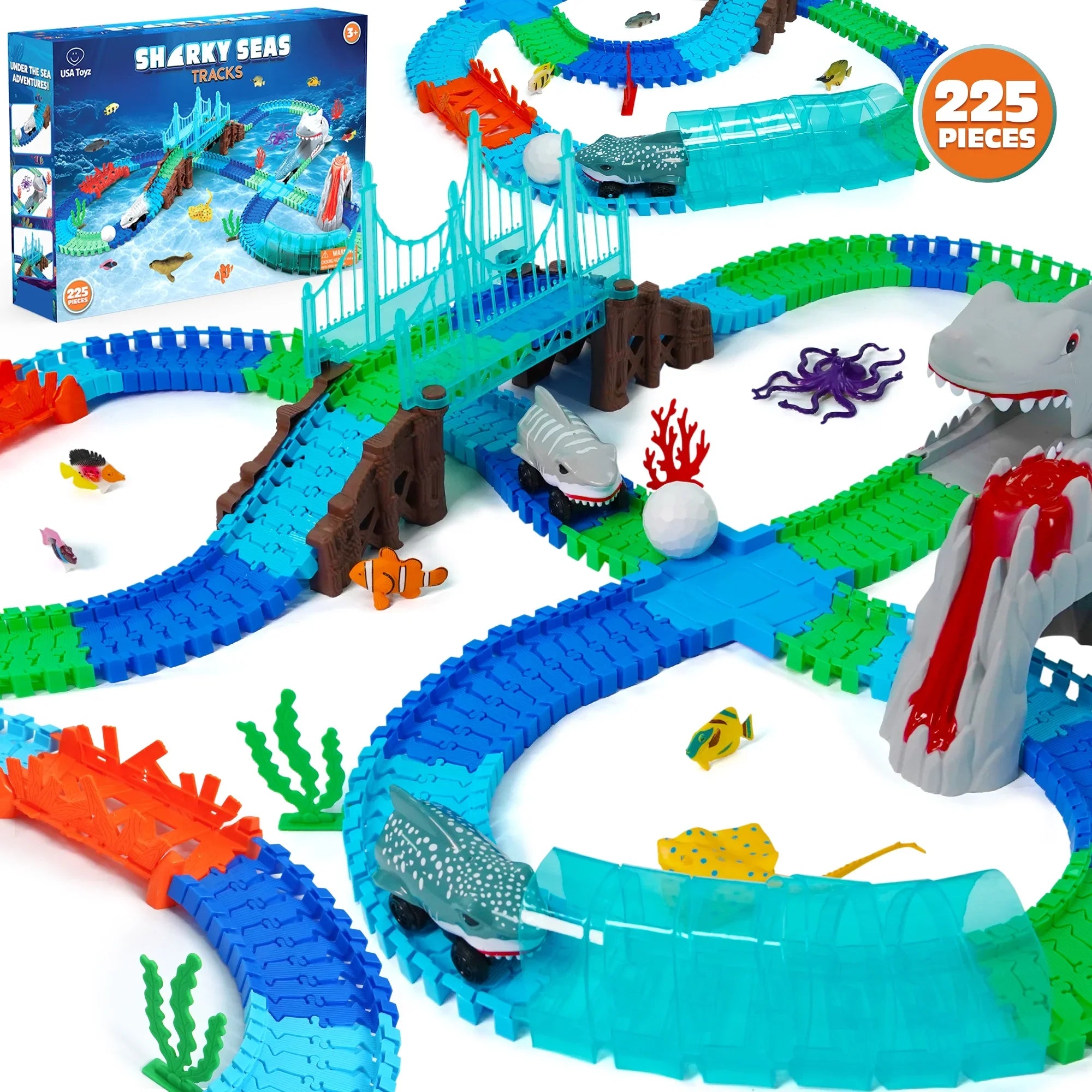USA Toyz Sharky Seas Tracks Playset - 225 Pieces-0