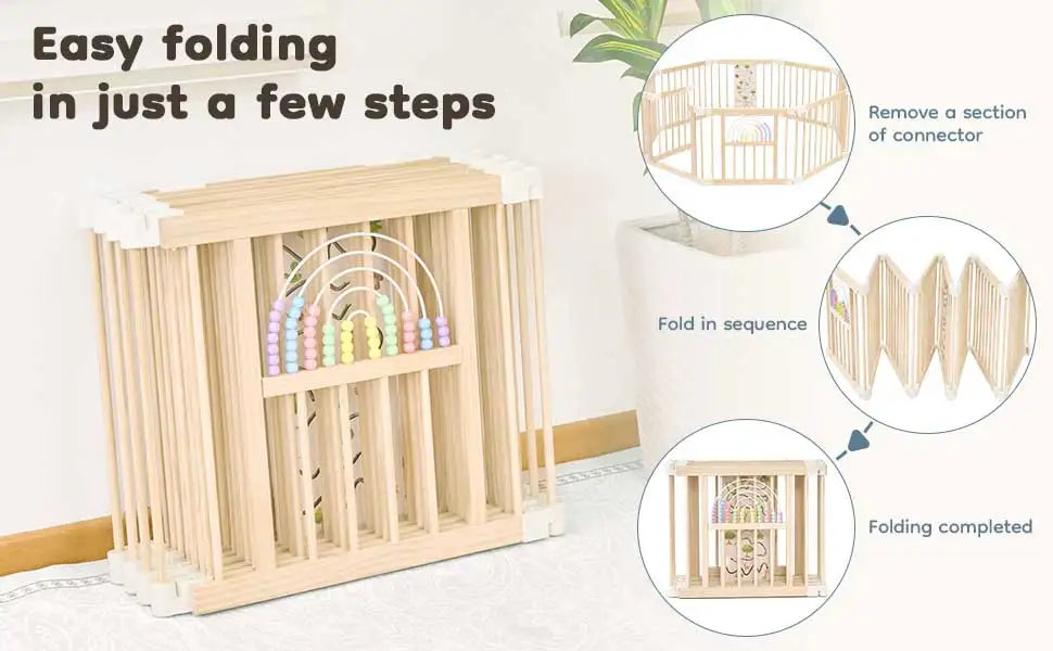 SafeZone Foldable Wooden Playpen