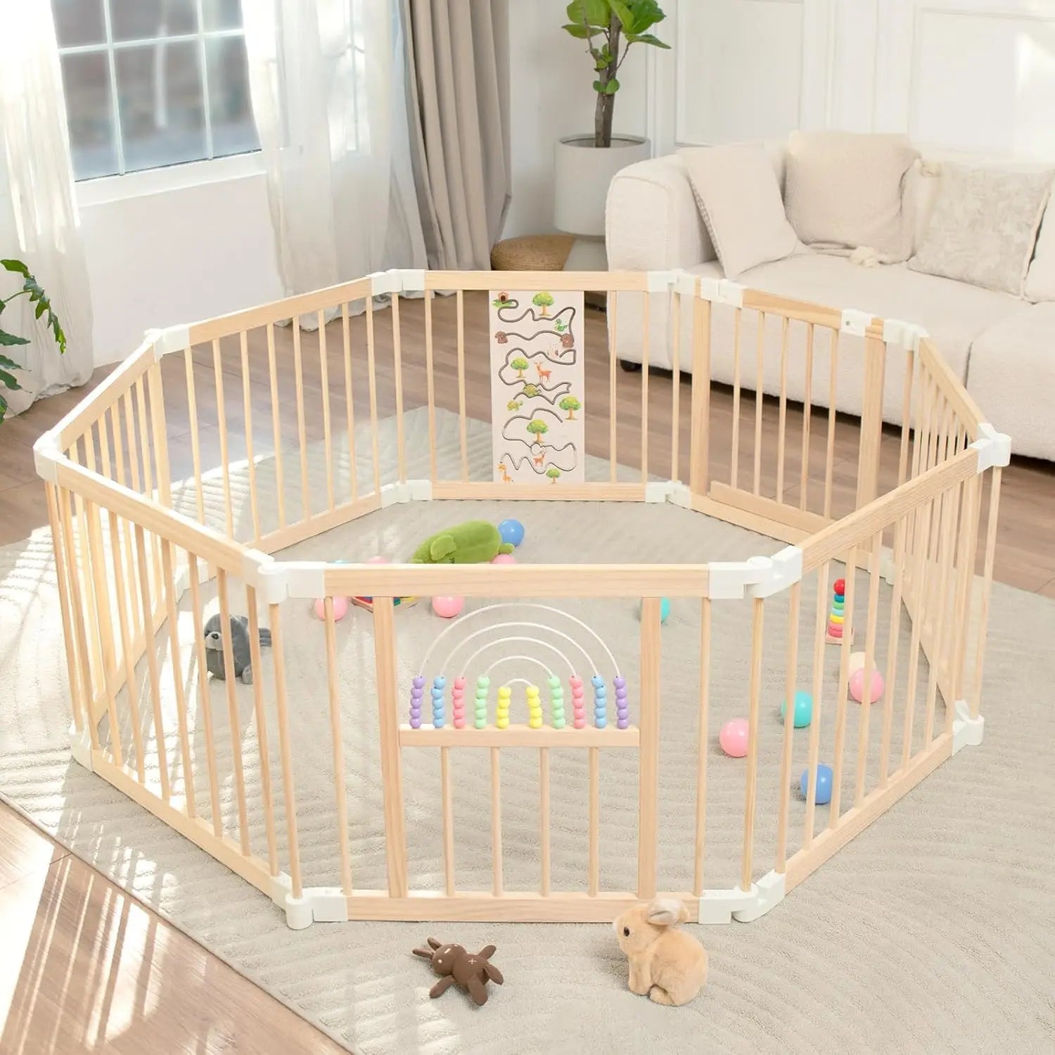 SafeZone Foldable Wooden Playpen