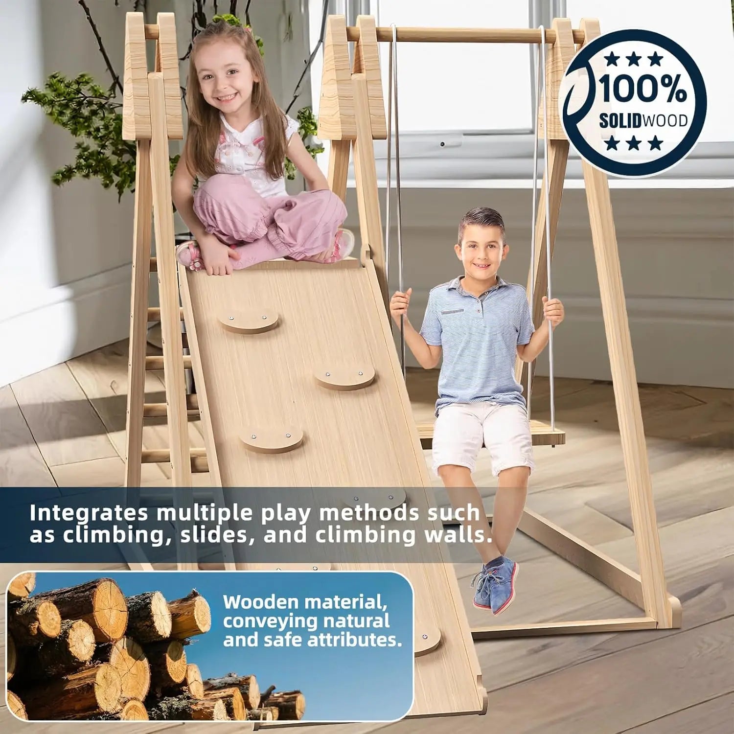 4-in-1 Wooden Jungle Gym