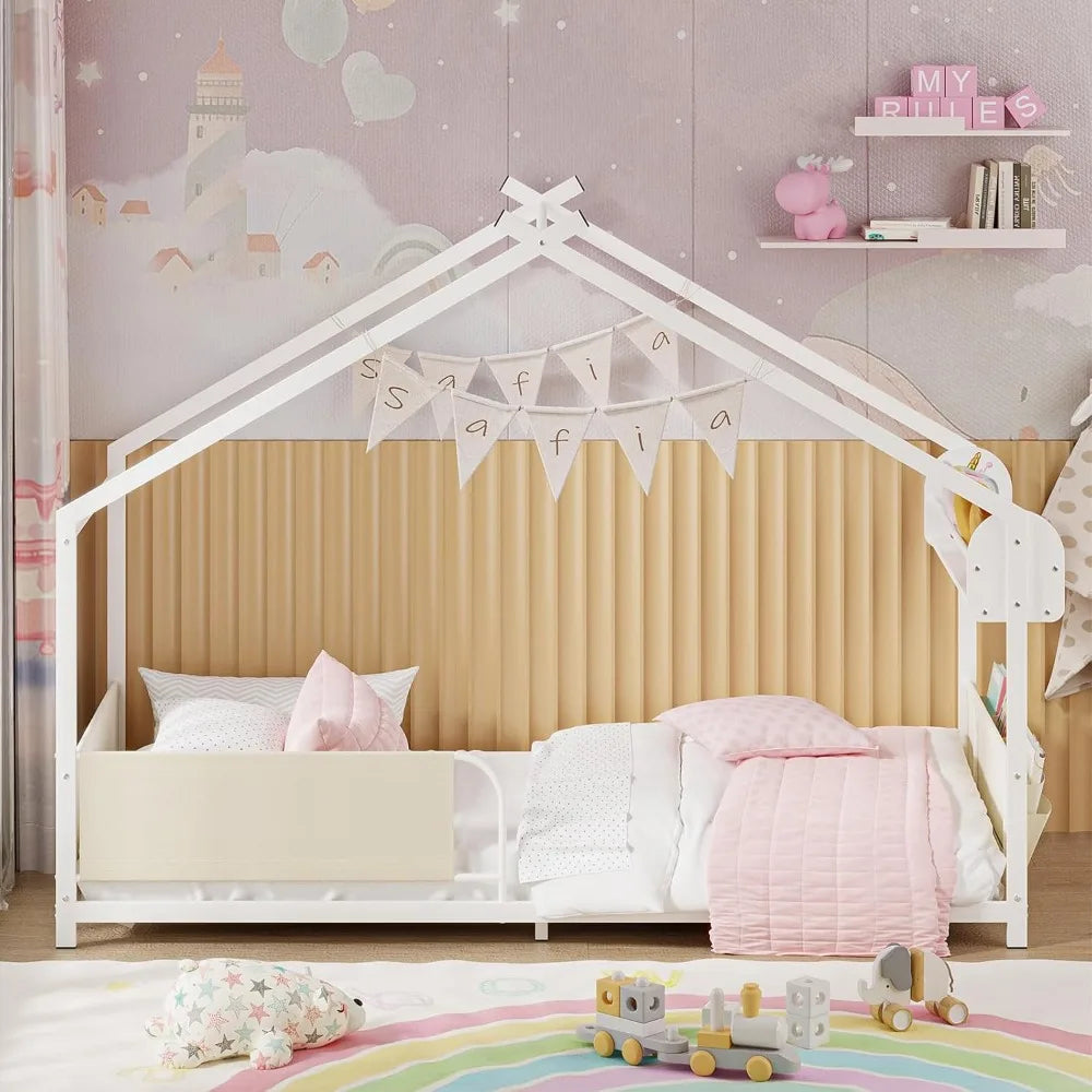 House-Shaped Twin Metal Montessori Floor Bed