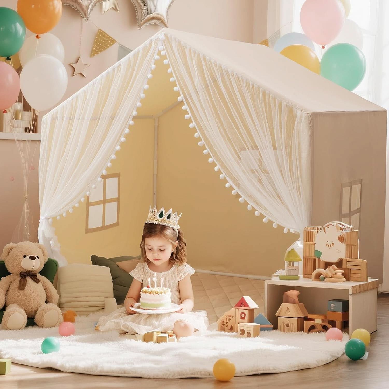 55In Superior Oversized Cushioned Indoor Play Tent-0