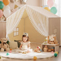 Kids Indoor Play Tent 55" | Padded Mat, Star Lights & Bunting | Oversized