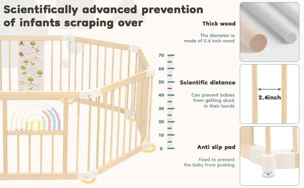 SafeZone Foldable Wooden Playpen