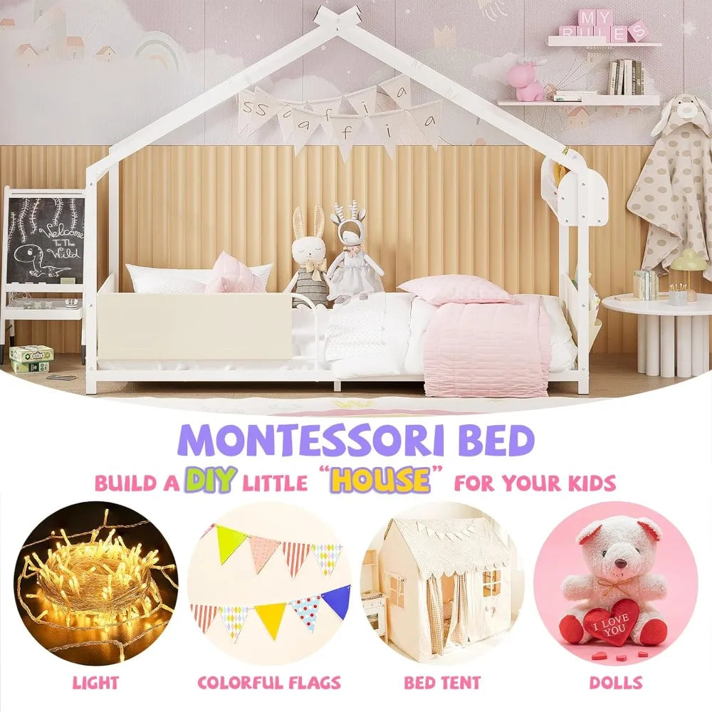 House-Shaped Twin Metal Montessori Floor Bed