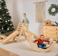 5in1 Montessori Climbing Set: Triangle Ladder + Arch/Rocker + Slide Board/Ramp + Netting rope + Cushion-0