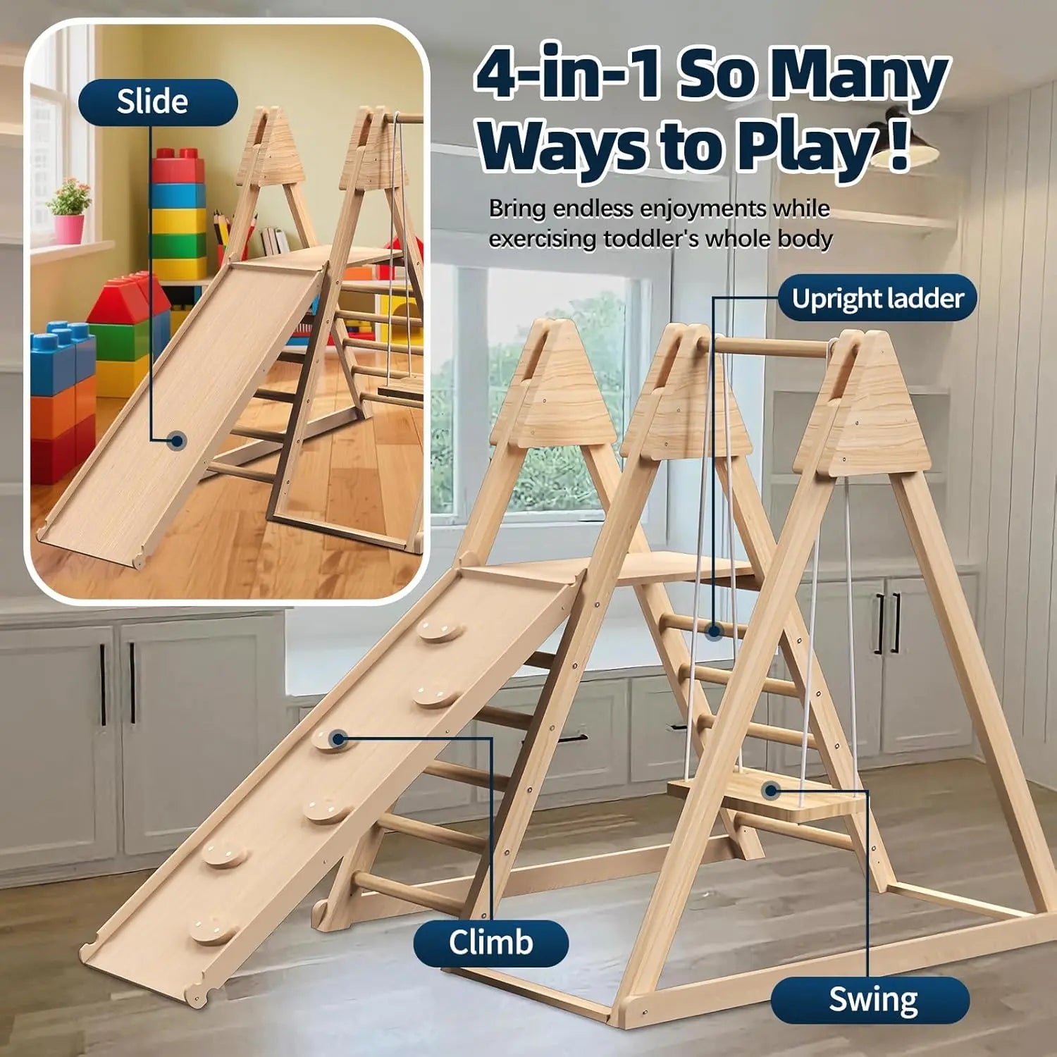 4-in-1 Wooden Jungle Gym