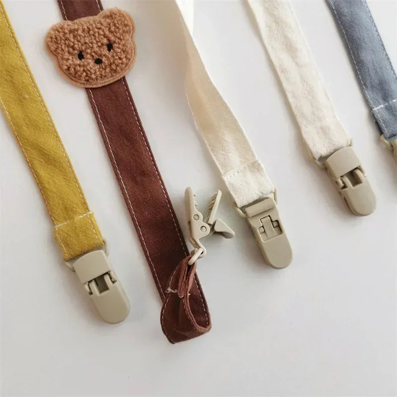 Cute Bear Baby Pacifier Chain Clips Holders Anti-Drop Chain Cartoon Teething Clips Teether Toy Soother Pacifier Strap