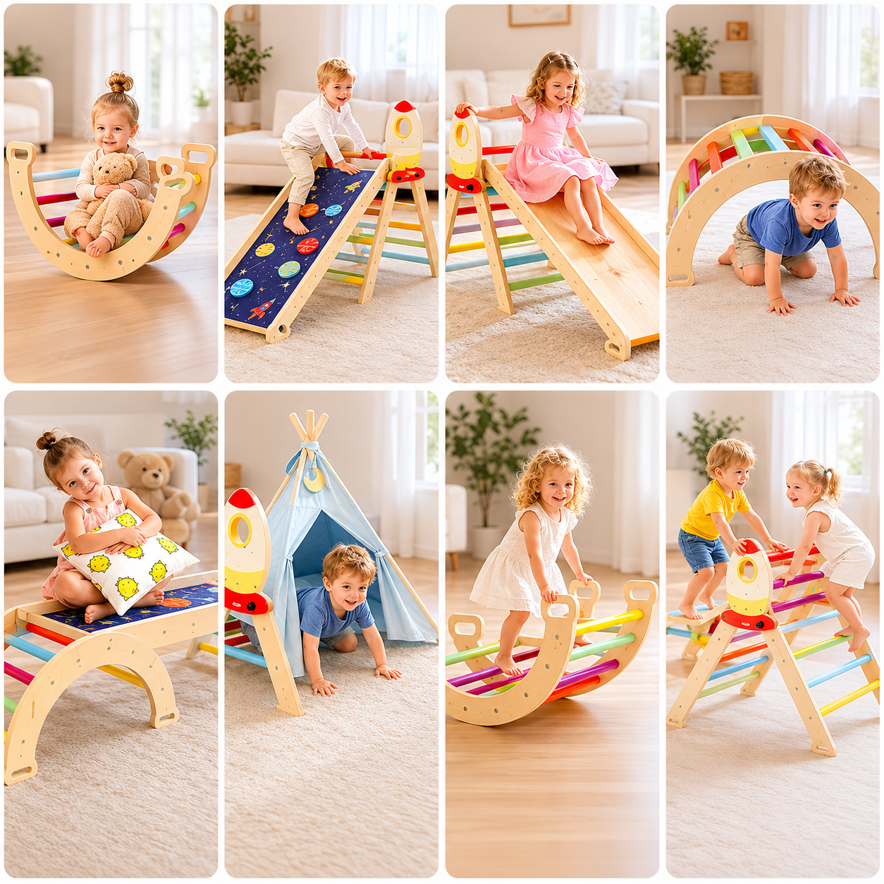 8-in-1 Montessori climbing toy set with all activities for kids aged 1-6