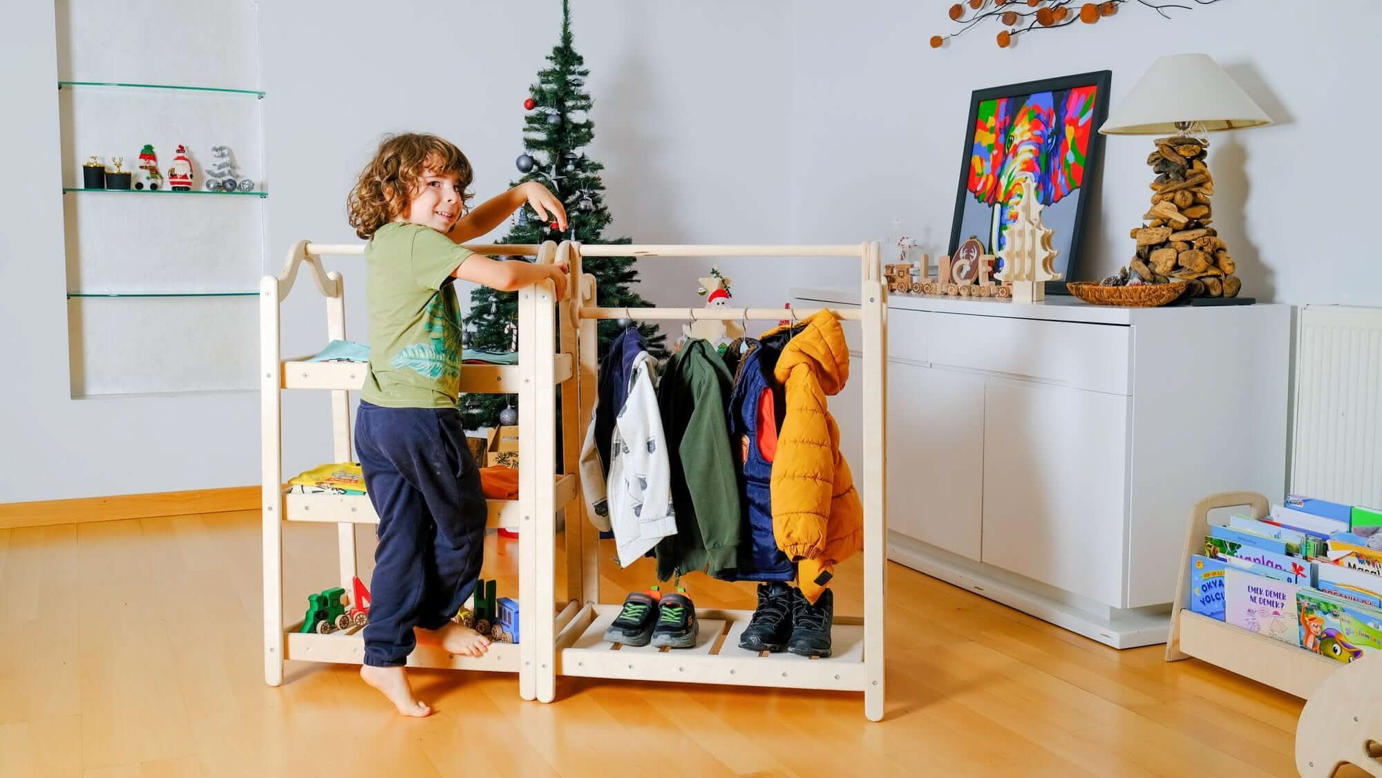 Montessori Wooden Wardrobe Set