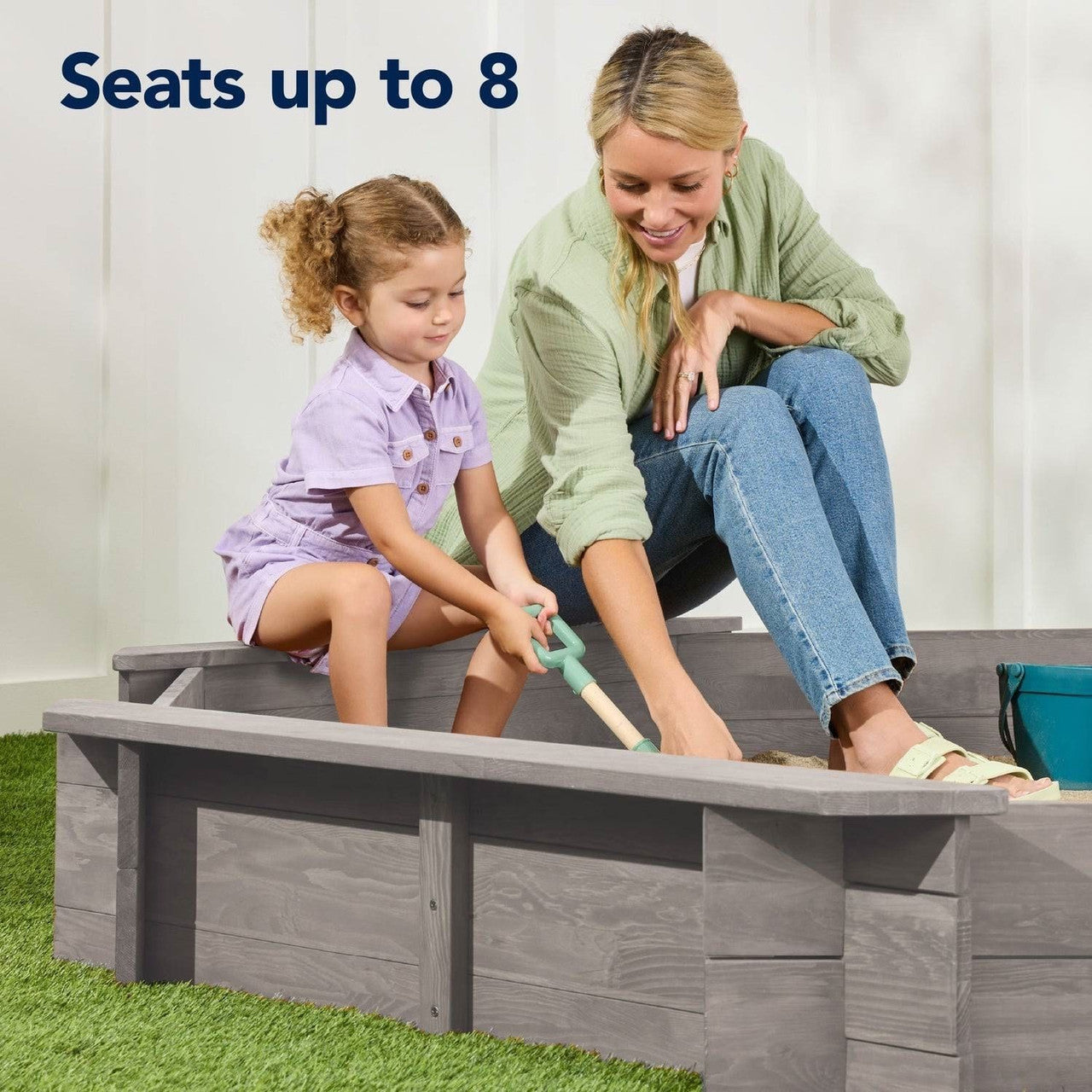 Outdoor Kid's Octagonal Sandbox in Grey Wood Finish-0