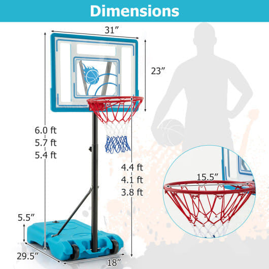 Kids Basketball Hoop Adjustable 3.8 FT Indoor Outdoor with Wheels-1