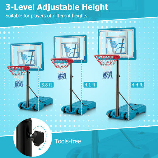 Kids Basketball Hoop Adjustable 3.8 FT Indoor Outdoor with Wheels-2