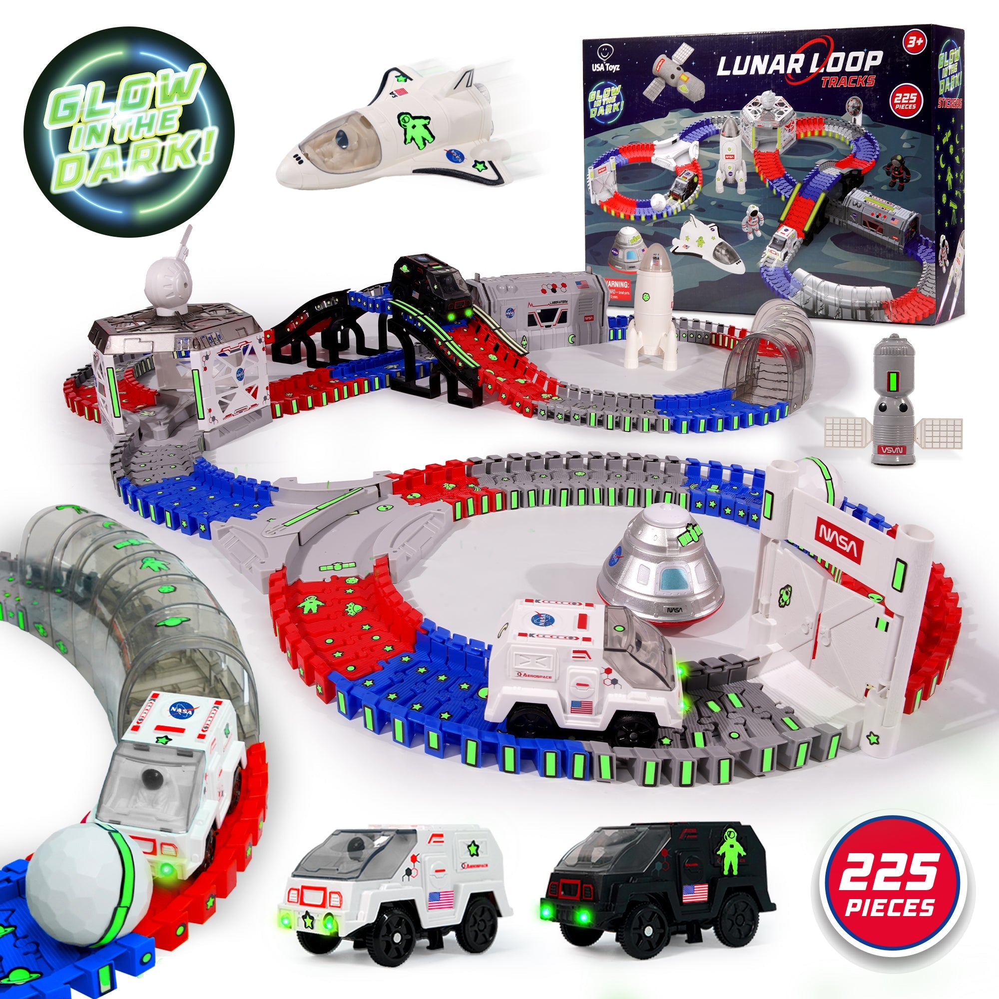 USA Toyz Lunar Loop NASA Space Tracks Playset 225 Pieces-0