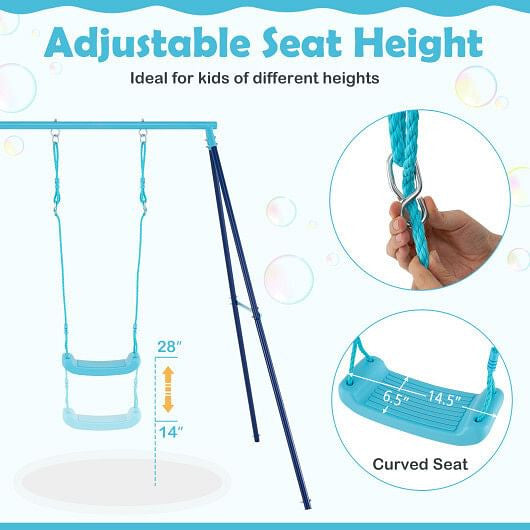 Outdoor Heavy Duty Metal Toddler Swing Set with Stand-Orange-1
