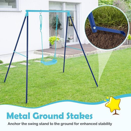 Outdoor Heavy Duty Metal Toddler Swing Set with Stand-Orange-2