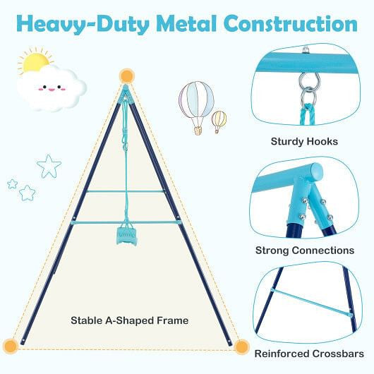 Outdoor Heavy Duty Metal Toddler Swing Set with Stand-Orange-3