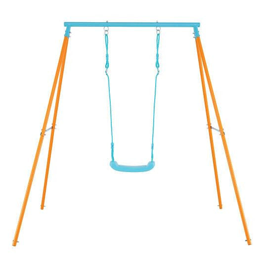 Outdoor Heavy Duty Metal Toddler Swing Set with Stand-Orange-4