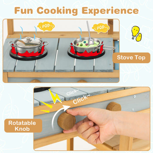 Outdoor Kids Mud Kitchen with Faucet and Water Box-3