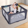 Large Baby Playpen BPA-Free Foldable Toddlers Safety Fence Play Yard-Dark Grey-0