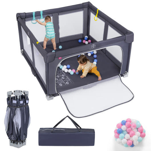 Large Baby Playpen BPA-Free Foldable Toddlers Safety Fence Play Yard-Dark Grey-4