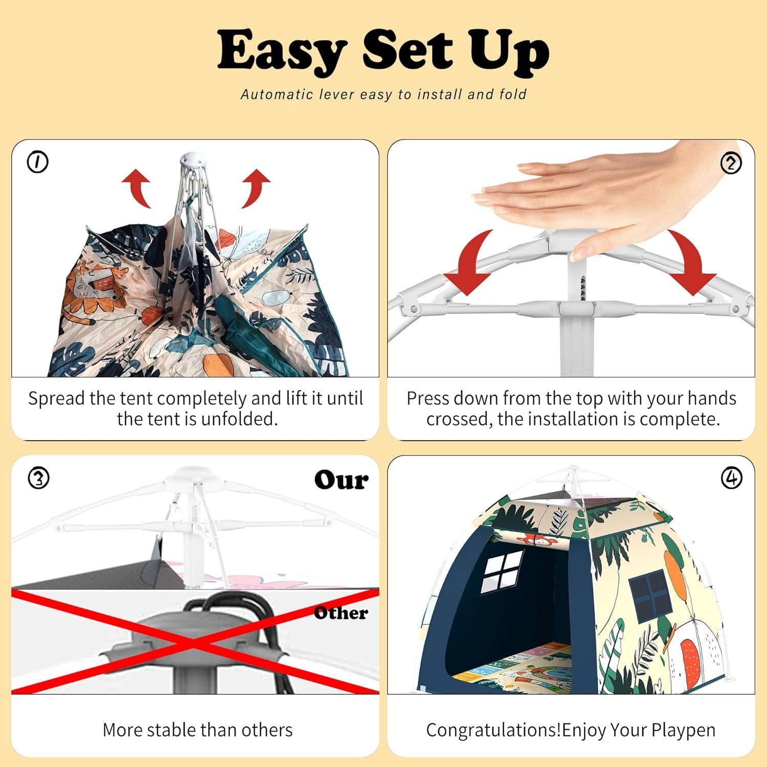All Weather proof Ultralight Pop Up Kids Play Tent 120cm-2