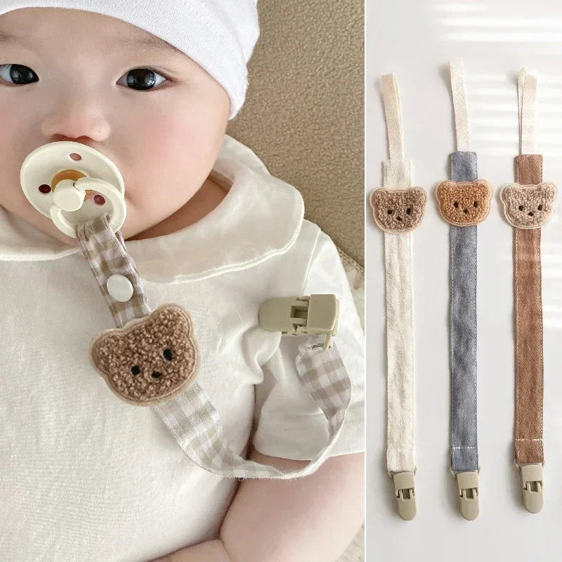 Cute Bear Baby Pacifier Chain Clips Holders Anti-Drop Chain Cartoon Teething Clips Teether Toy Soother Pacifier Strap