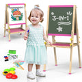 Engaging JOYOOSS Kids Art Easel - Dual-Sided Adjustable Wooden Magnetic Board for Creative Fun!